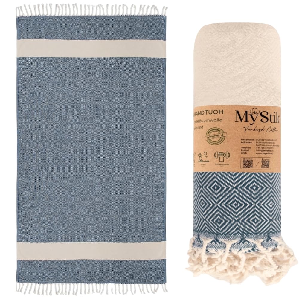 MyStilo Hammam Towel – 100% Recycled Cotton Eco-Friendly Petrol Blue
