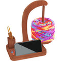 FOGWOWO Magnetic Yarn Holder – Walnut Wood Spinner with Phone Stand