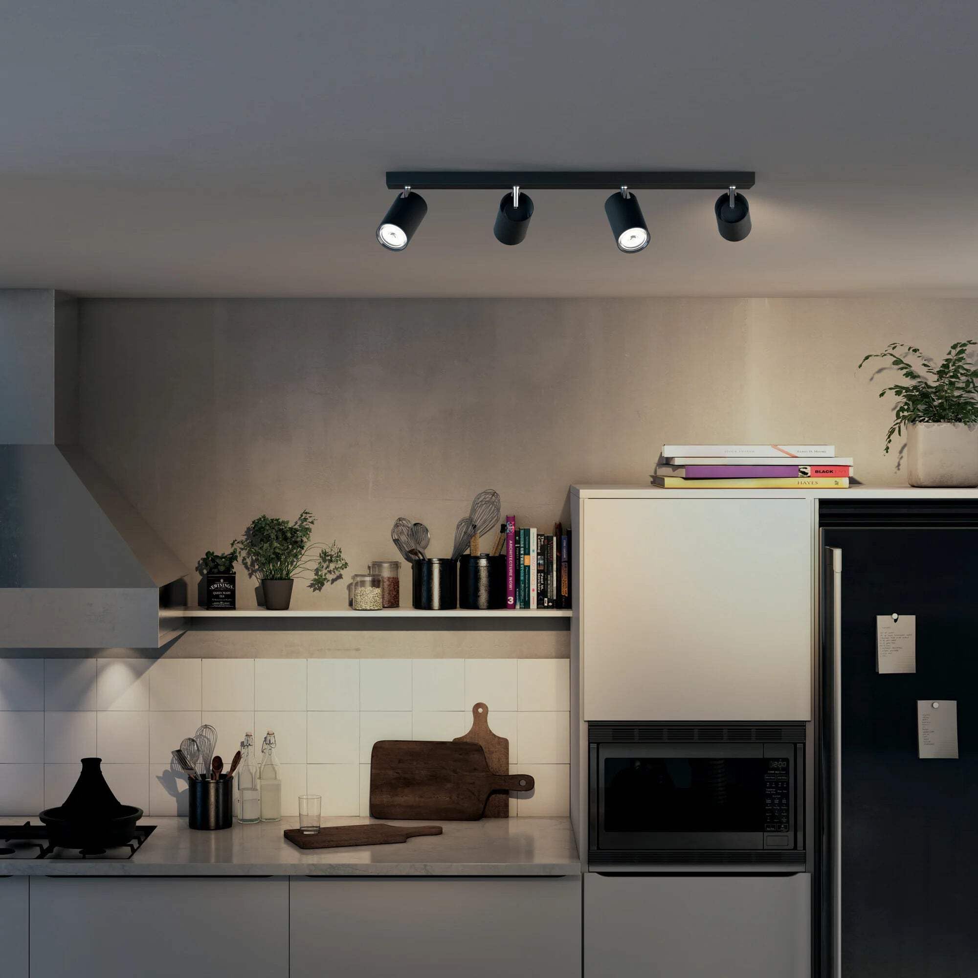 Philips MyLiving 4-Light Adjustable Spotlight - Black Metal GU10