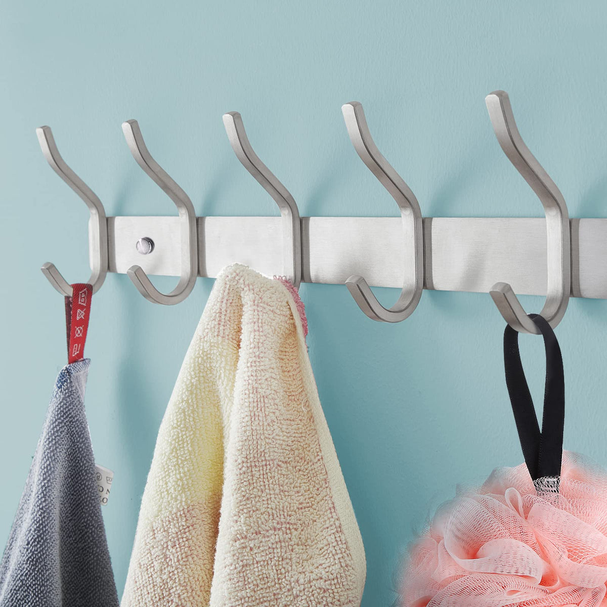 MEIJO Coat Hooks Wall Mounted, Coat Rack Wall Mounted Stainless Steel with 8 Hooks Heavy Duty Coat Hooks for Door, Bedroom, Bathroom, Kitchen - image 3