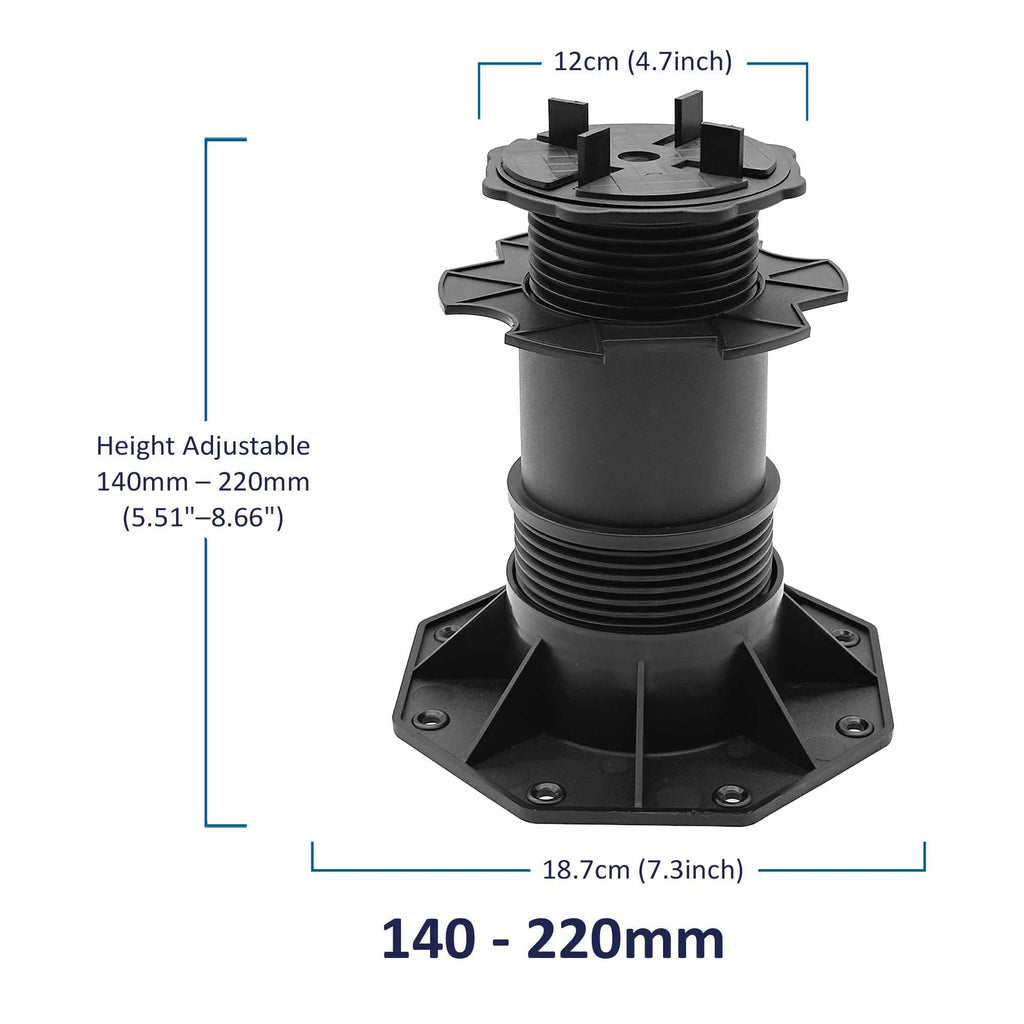Nicoman Adjustable Tile & Paver Support Pedestal – Height Adjustable, Black Heavy-Duty Plastic, Paving Leveling & Drainage System