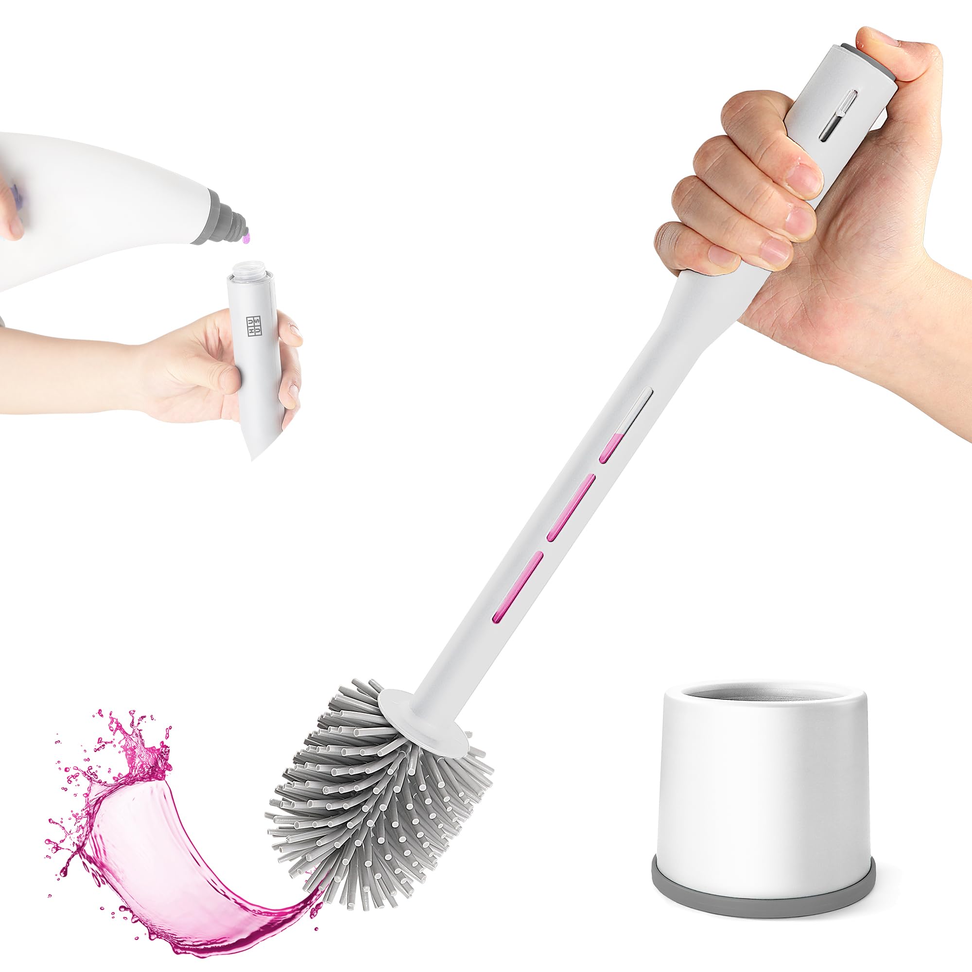 HUUS Silicone Toilet Brush with Refillable Soap Dispenser – Soft Bristles