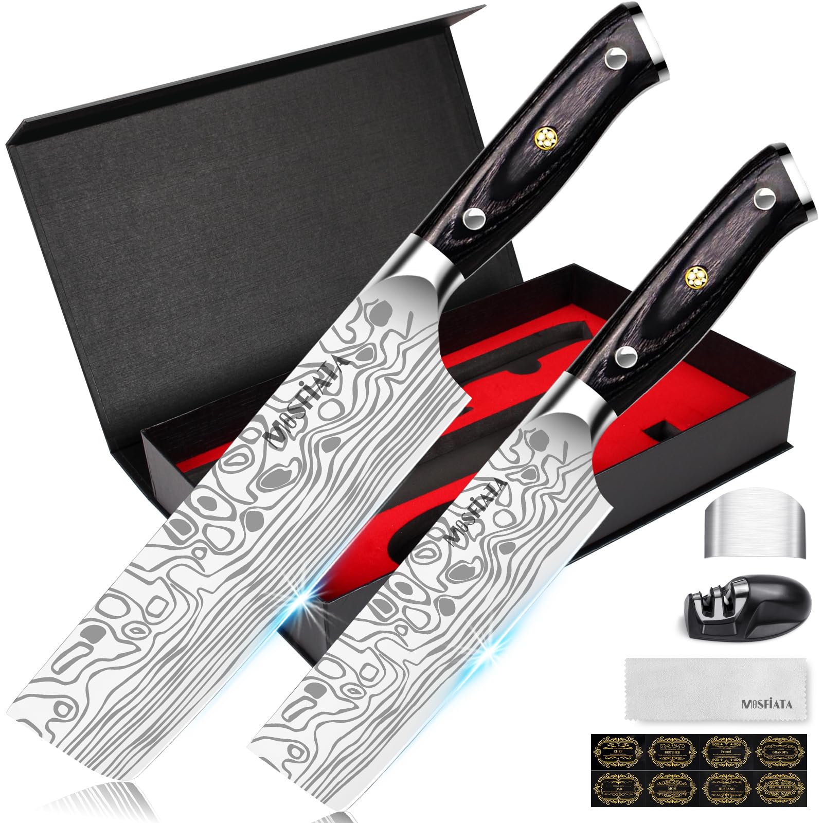 MOSFiATA Nakiri Knife Set - 2-Piece German Stainless Steel Chef Knives