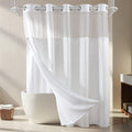 Hookless Waffle Weave Fabric Shower Curtain with Liner