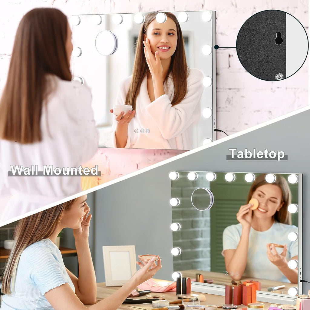 Dripex Hollywood Vanity Mirror with 15 LED Bulbs | 58x42cm Makeup Mirror