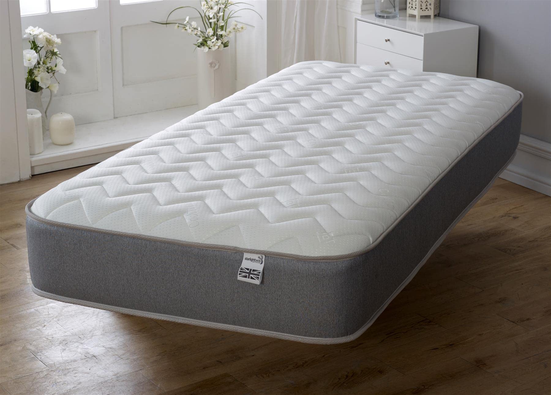 Starlight Beds European Small Single Hybrid Memory Foam Mattress | Grey
