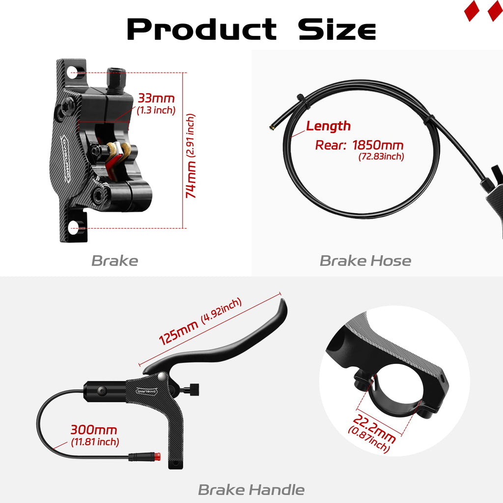DYISLAND LD-200 Ebike Hydraulic Disc Brake Set | 2-Pin Power-Off Sensor