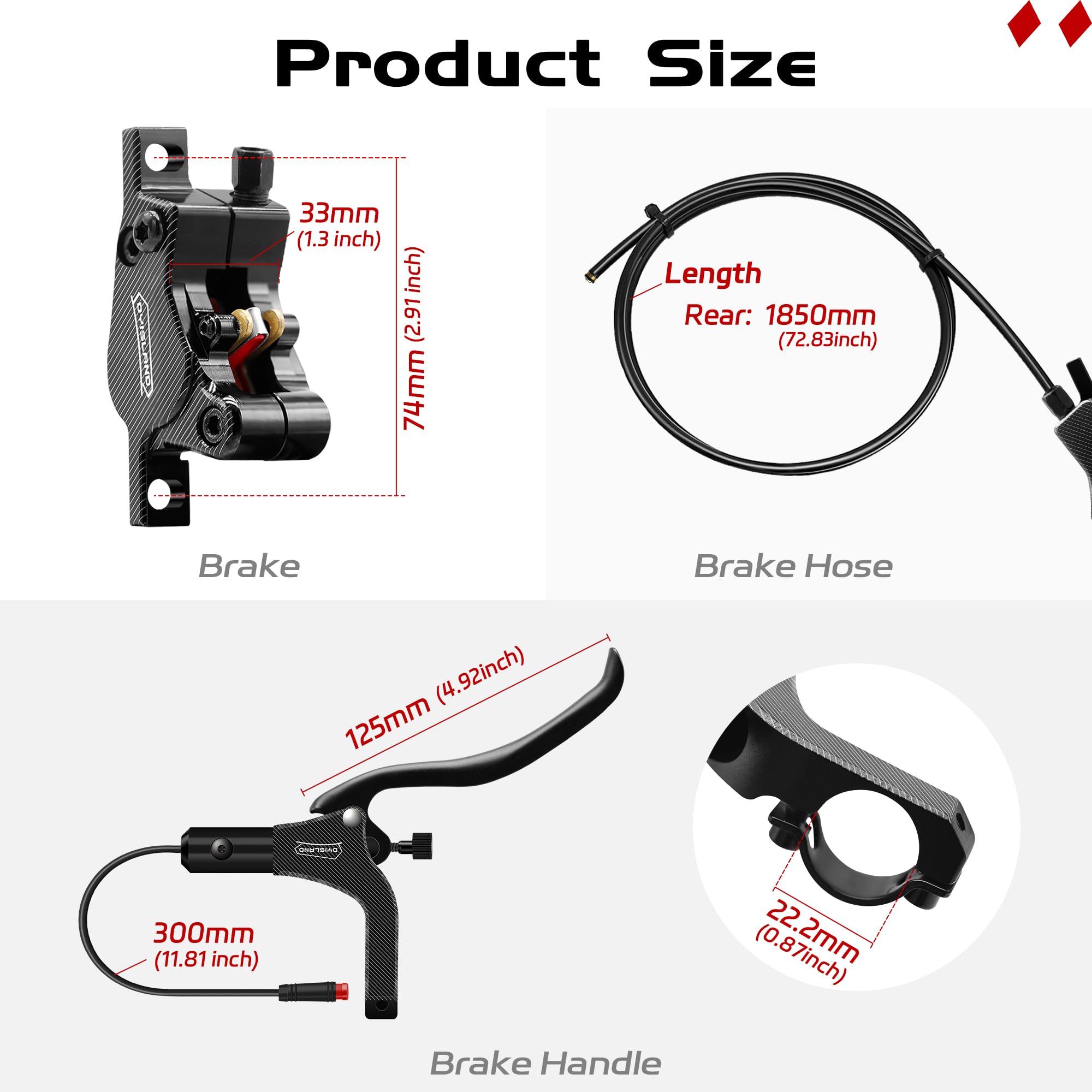 DYISLAND LD-200 Ebike Hydraulic Disc Brake Set | 2-Pin Power-Off Sensor