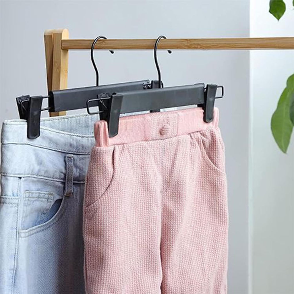 JUNEYE 10 Pack Clothes Pants Hangers, Space-Saving Skirt Holders with 360 ° Swivel Hooks, Adjustable Clips, Trouser Hangers - image 5