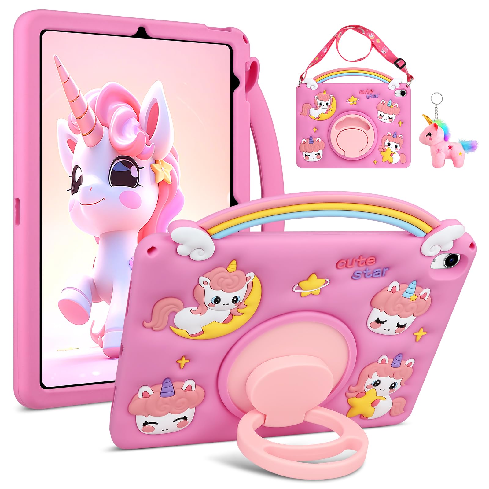 Aolcev iPad 11th/10th Gen Case for Kids - Unicorn Silicone Stand Cover
