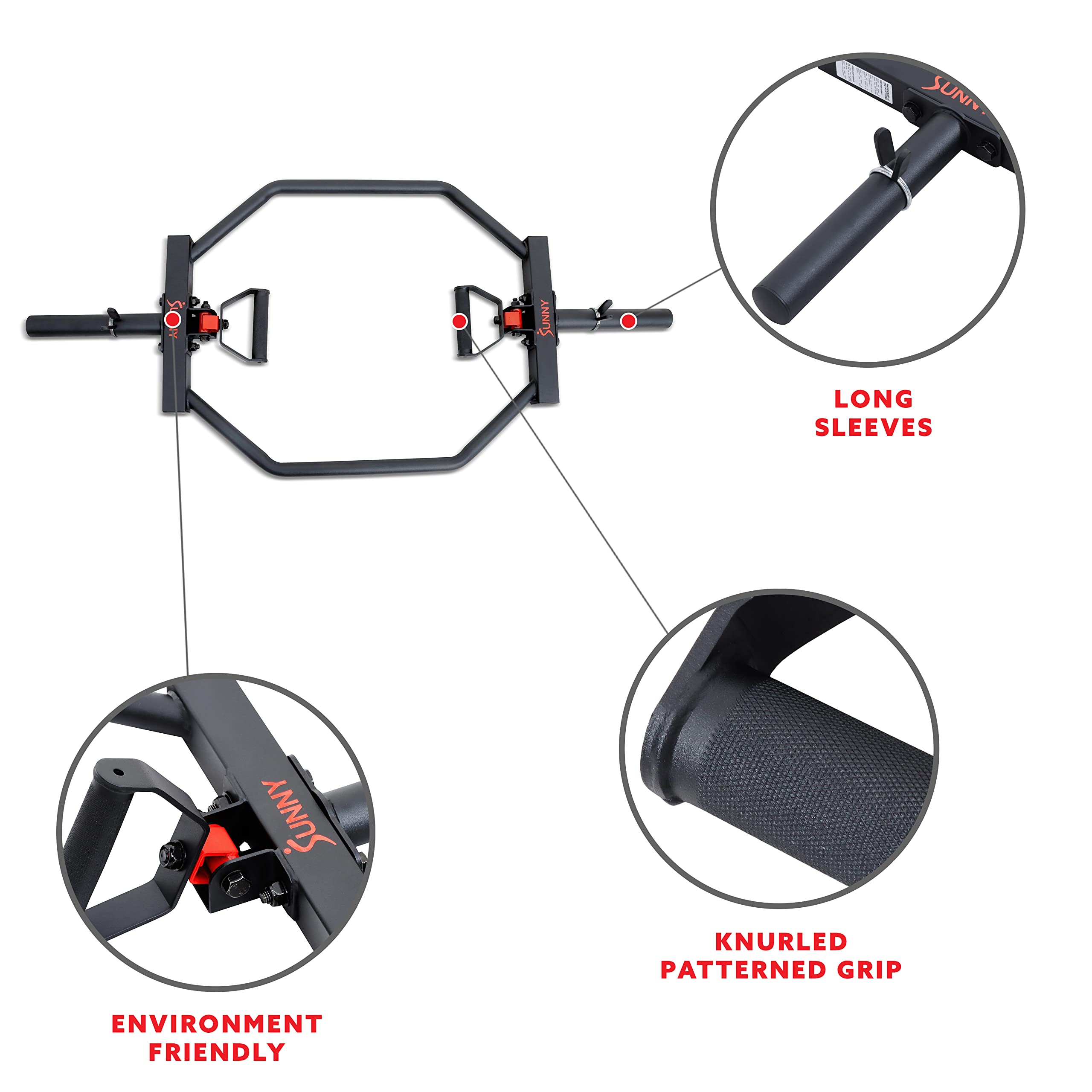 Sunny Health & Fitness Olympic Hex Trap Barbell - 400 LB Capacity