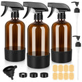 BELICOO Amber Glass Spray Bottles - 500ml Refillable 3-Pack for Cleaning