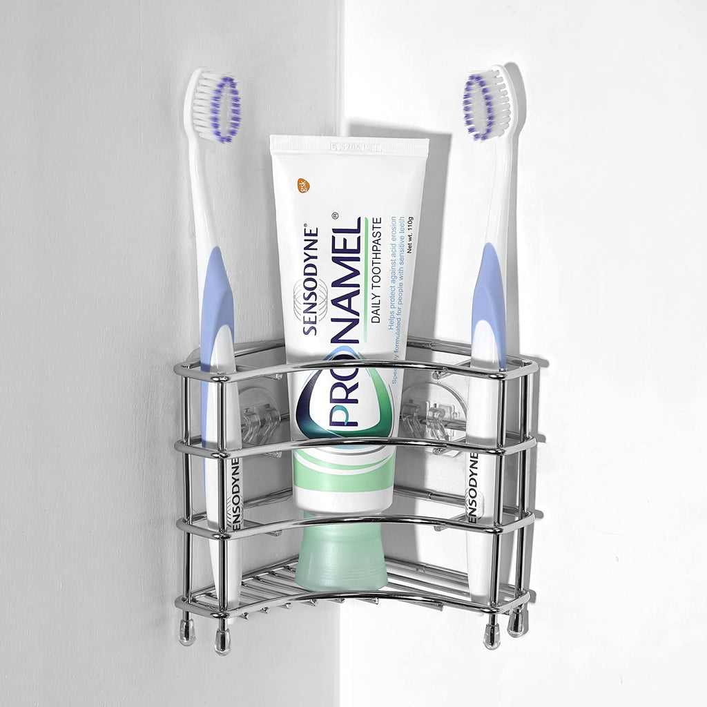 Linkidea Corner Wall Mount Toothbrush Holder for Bathroom, Stainless Steel Triangle Shelf for Tile Walls - image 1