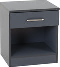 Dakota Bedside Table – Seconique 1 Drawer Nightstand in Dark Grey
