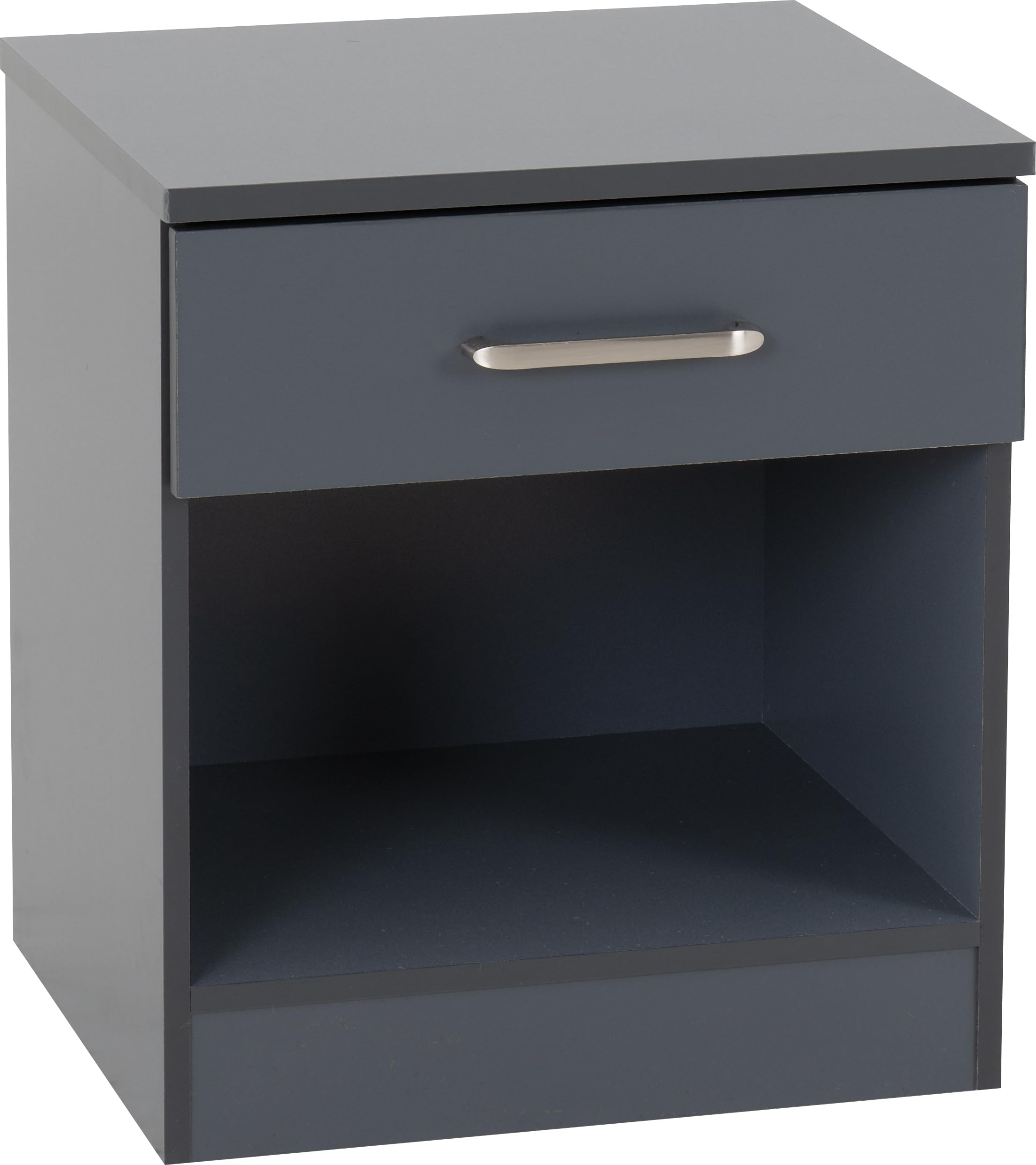 Dakota Bedside Table – Seconique 1 Drawer Nightstand in Dark Grey