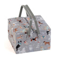 Hobby Gift Large Twin Lid Sewing Box – Grey Dogs Fabric Craft Storage