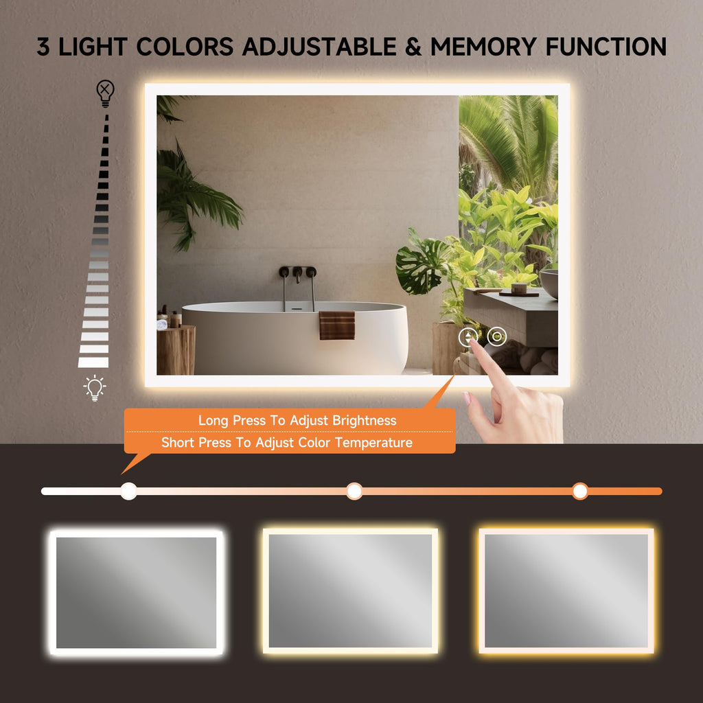 YOLEO LED Bathroom Mirror | 700x500mm Anti-Fog Dimmable Vanity Mirror