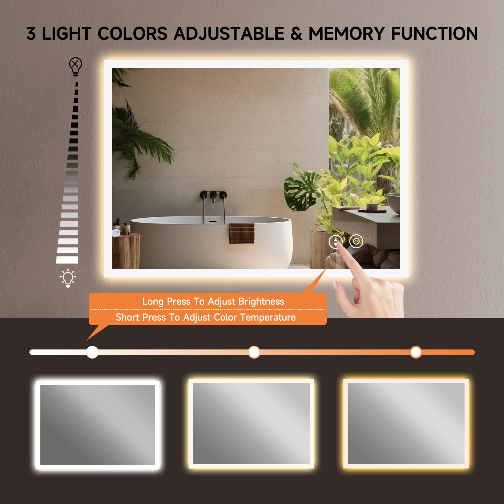 YOLEO LED Bathroom Mirror | 700x500mm Anti-Fog Dimmable Vanity Mirror