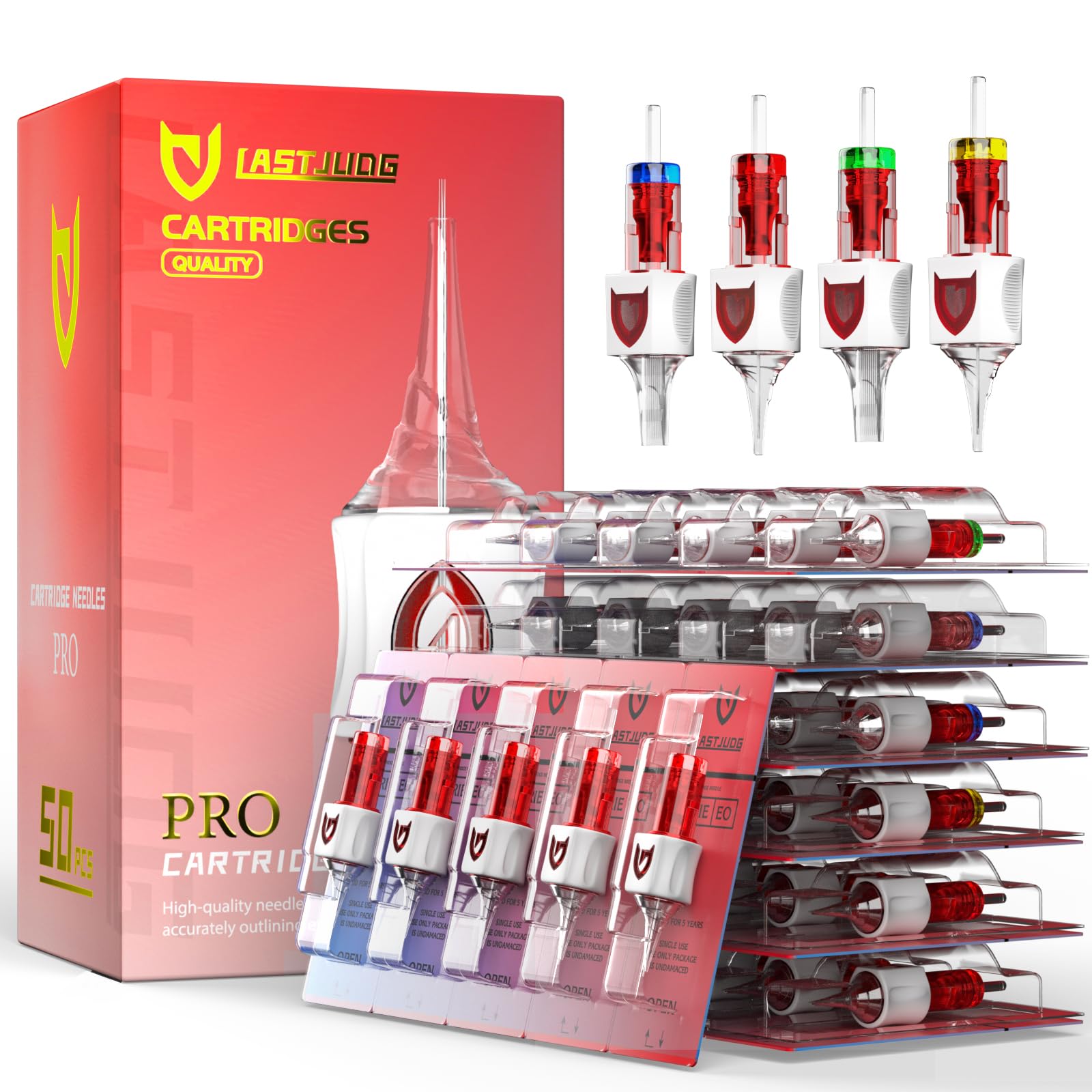 Tattoo Cartridge Needles 50-Pack | Assorted Liner & Shader