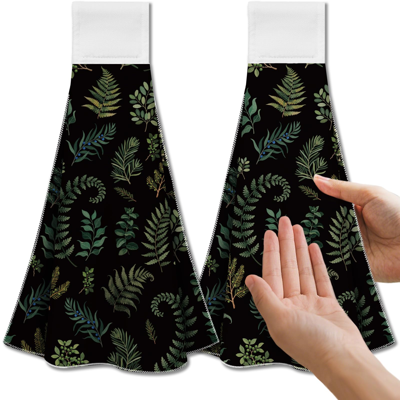 CUTHOLLOW Retro Plants Hanging Kitchen Tea Towels - Microfiber Set of 2