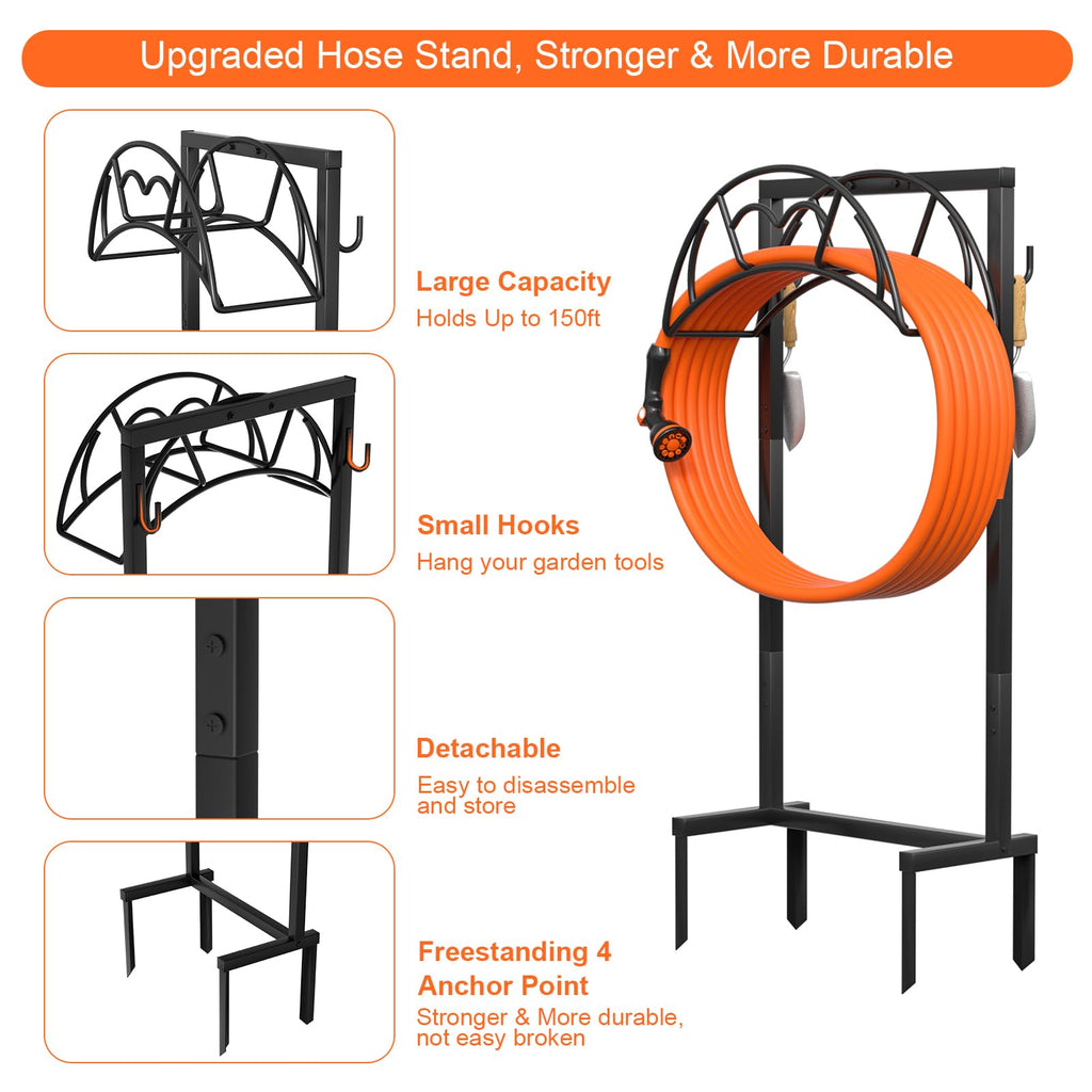 VyGrow Freestanding Garden Hose Holder – Heavy Duty Metal Hose Stand