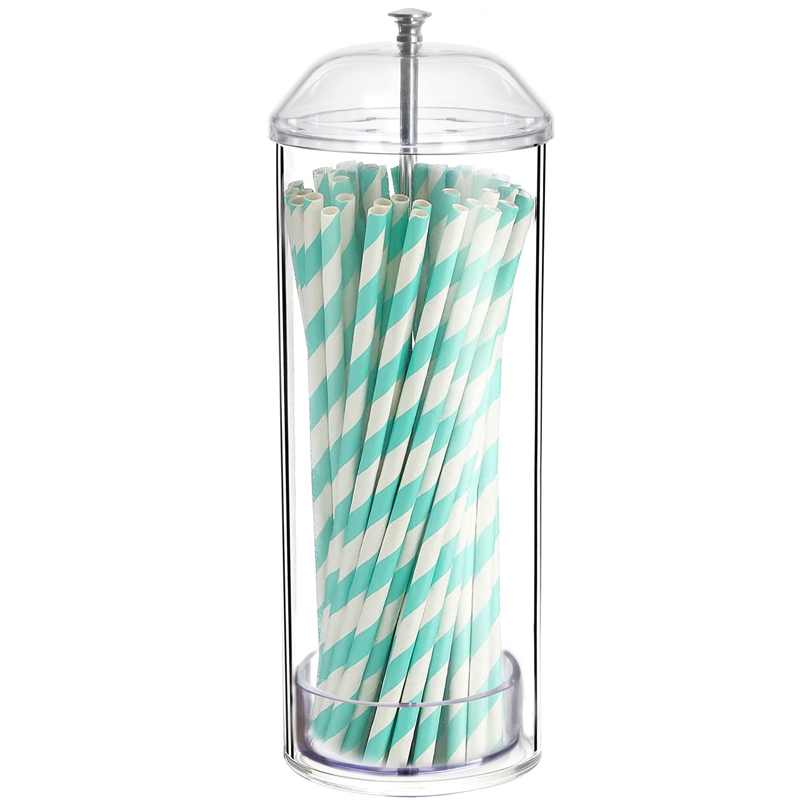 Youngever Plastic Straw Dispenser | BPA-Free Clear Holder with Lid