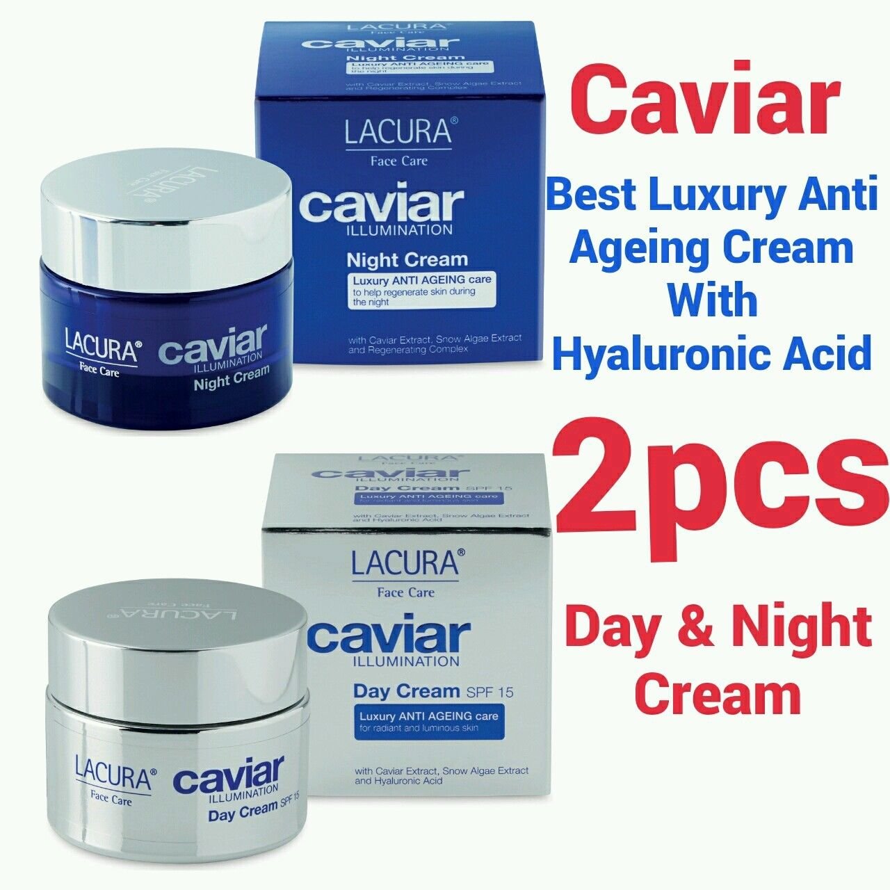 Lacura Caviar Anti-Ageing Skincare Set | 50ml Day & Night Cream Duo