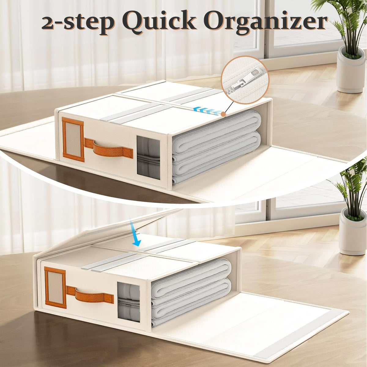 Starhot Bed Sheet Organiser, 6 Pack King Size Linen Storage Box with Handle, Foldable Bedding Storage Organiser with Clear Window & Labels for - image 4