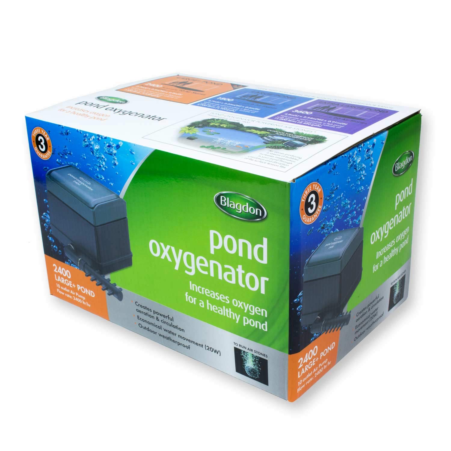 Blagdon Pond Oxygenator 2400 | 10 Outlet Air Pump for 15,000L Ponds