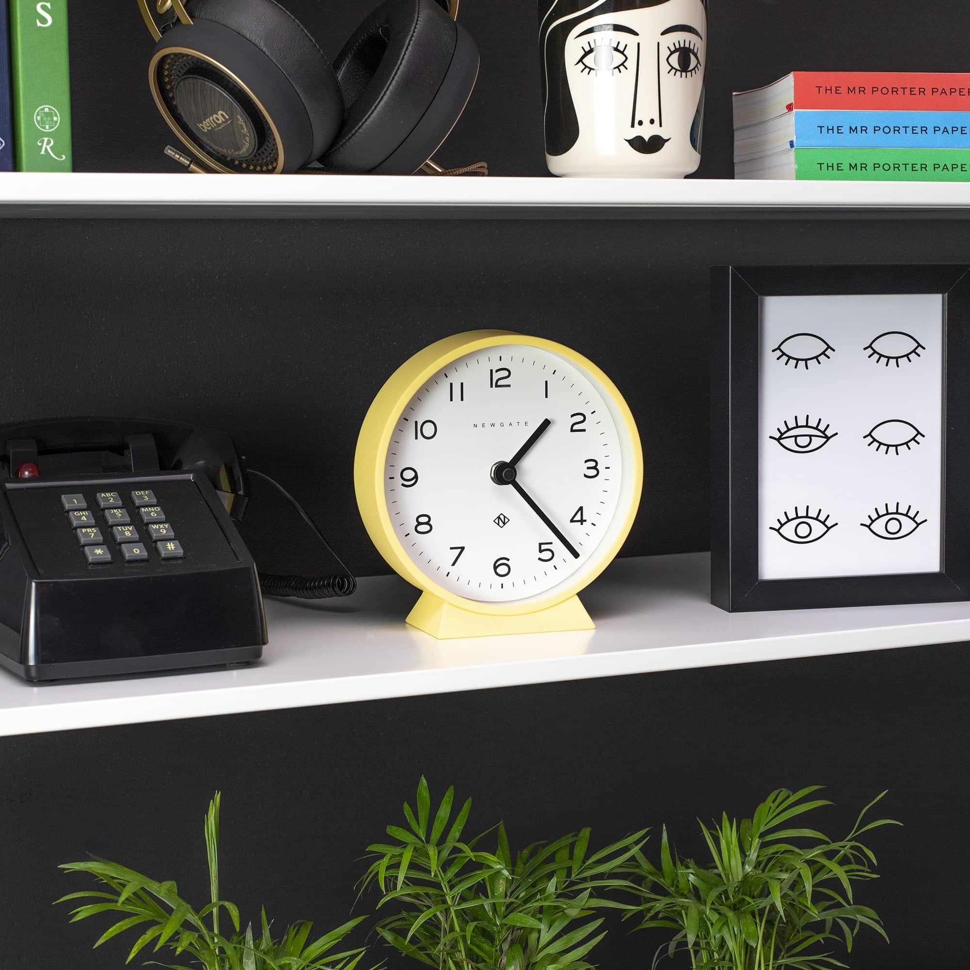 Newgate M Mantel Clock – Silent Sweep Minimalist Desk Clock, Yellow