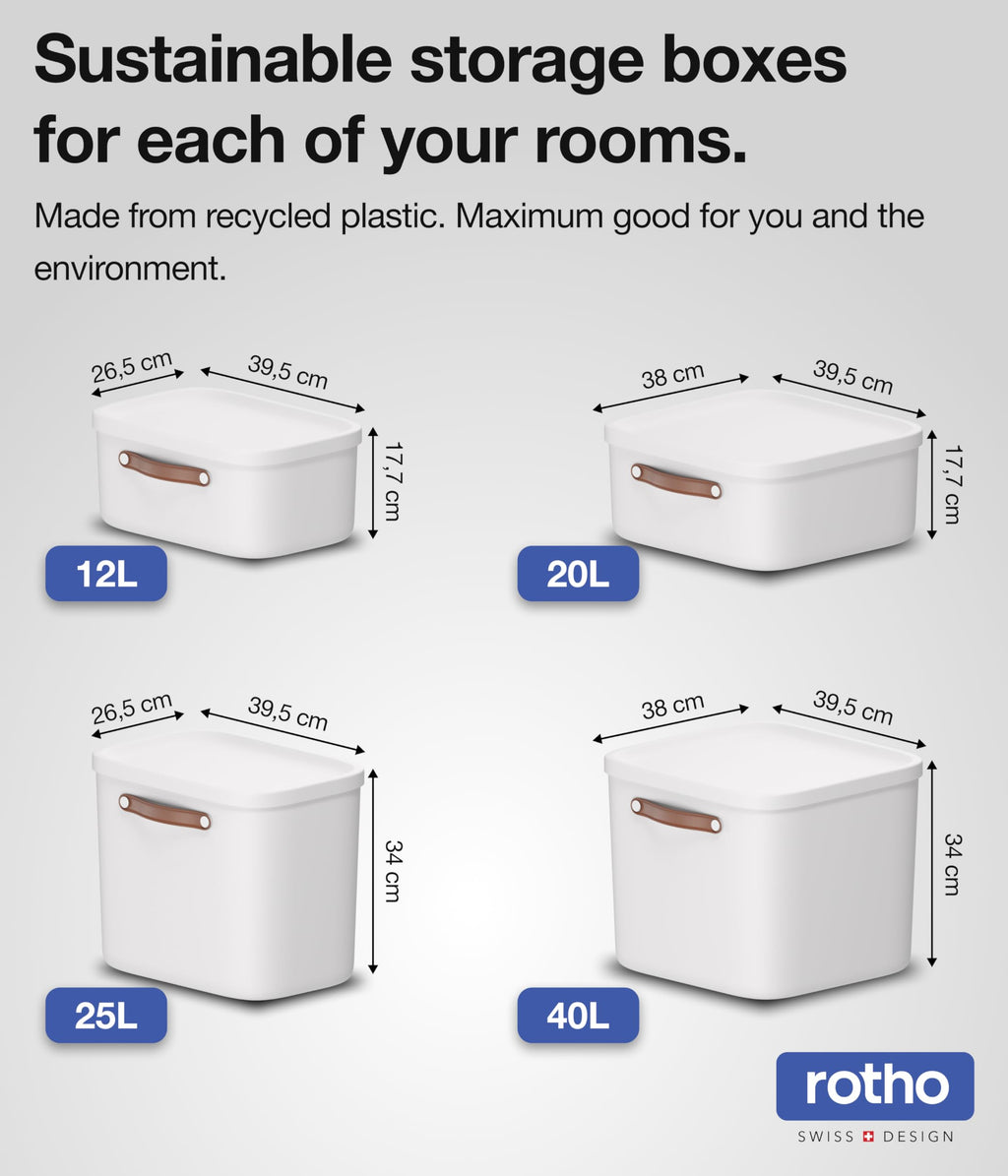 Rotho Maloja 12l Storage Box with Lid and Handle, Recycled Plastic Bin - image 4
