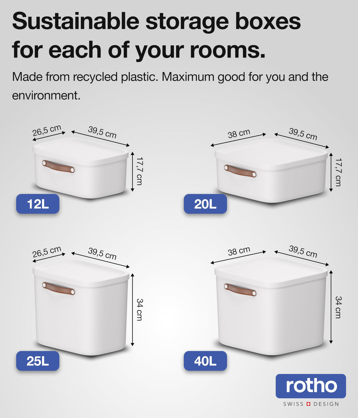 Rotho Maloja 12l Storage Box with Lid and Handle, Recycled Plastic Bin - image 4