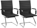 Yaheetech Faux Leather Dining Chair Ergonomic Office Chair, Black - image 1