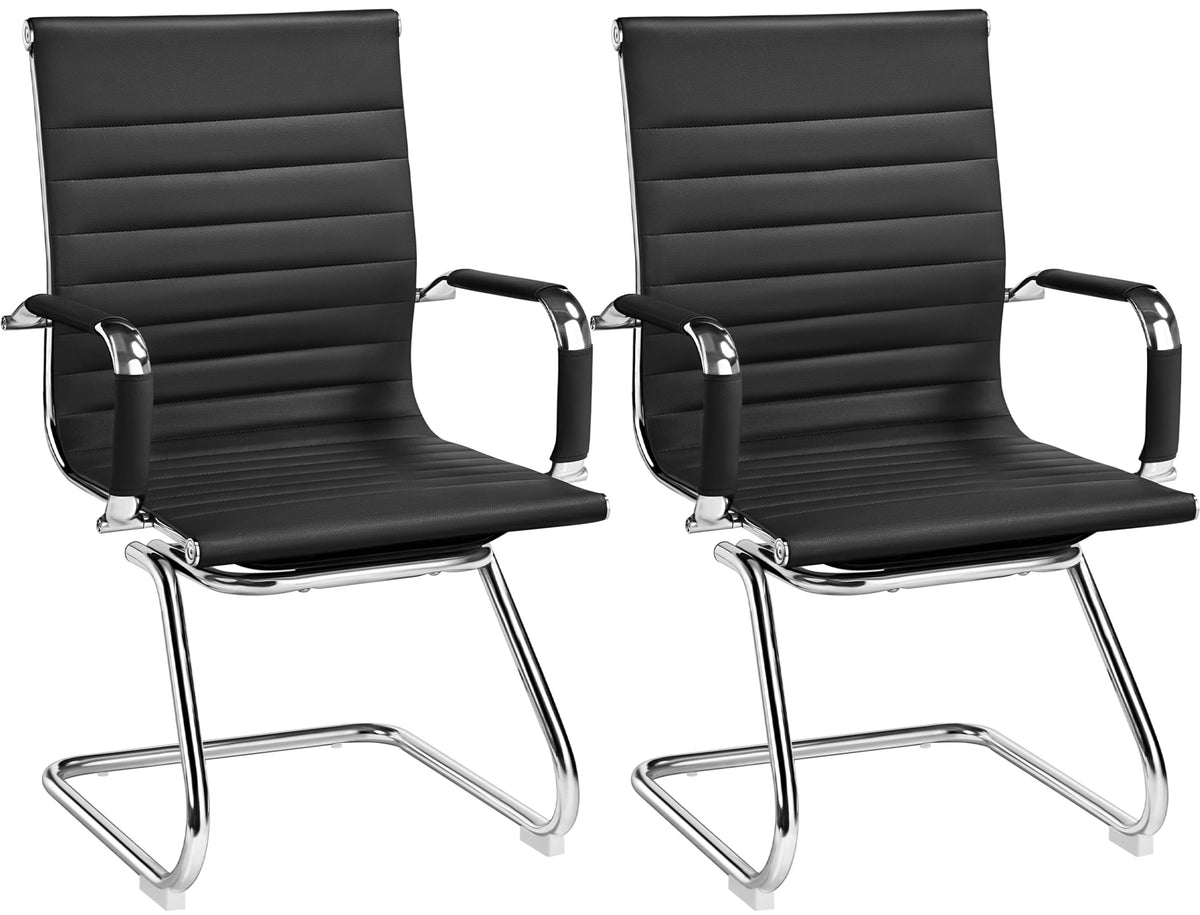 Yaheetech Faux Leather Dining Chair Ergonomic Office Chair, Black - image 1