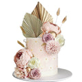 Jolof Store Boho Cake Decorations – 32PC Floral & Palm Leaf Topper Set