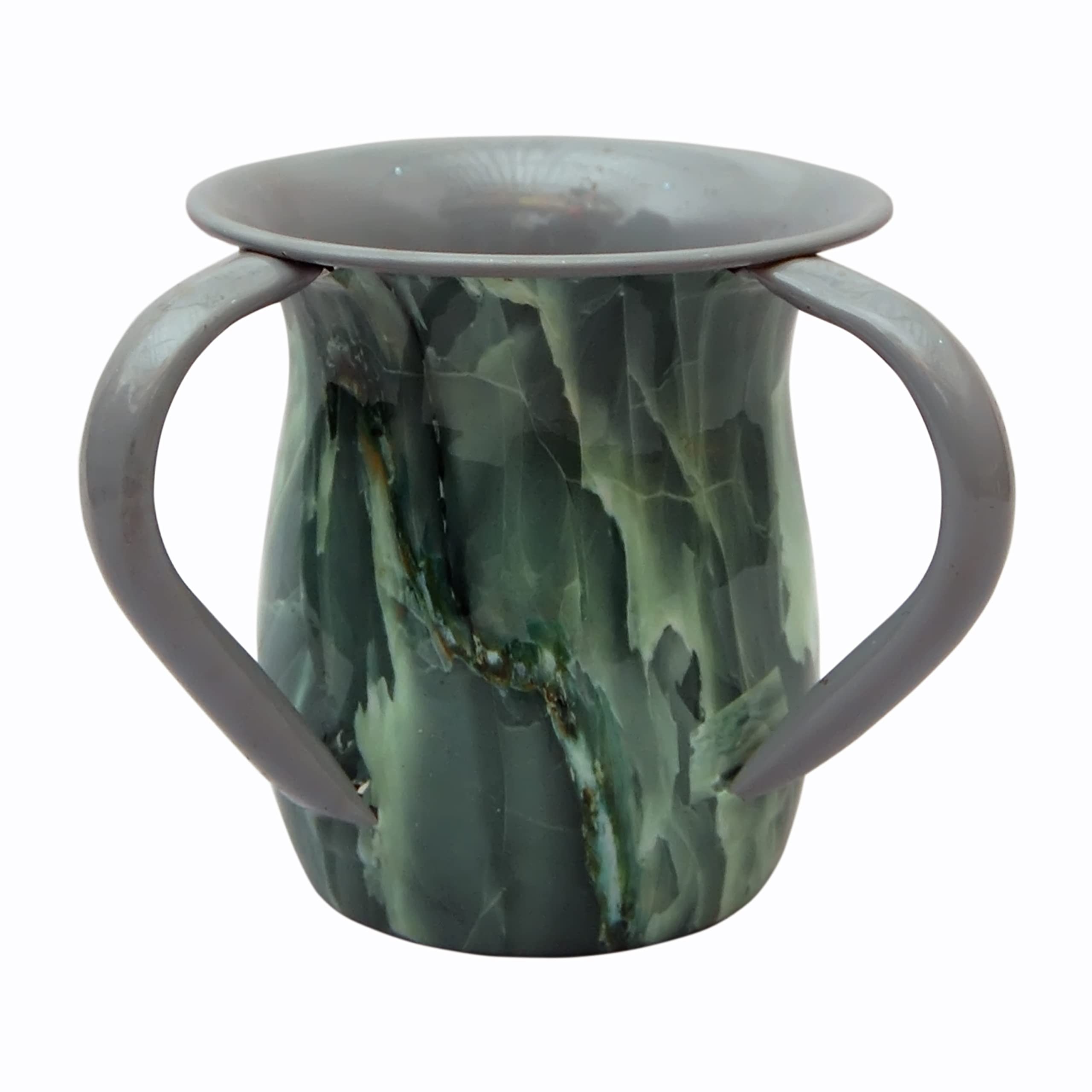 Fenzo Judaica Green Metal Netilat Yadayim Hand Wash Cup with 2 Handles