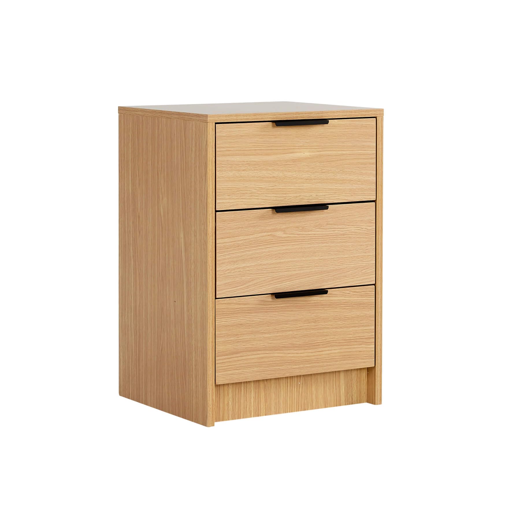 3-Drawer Bedside Cabinet – Oak Effect Modern Nightstand