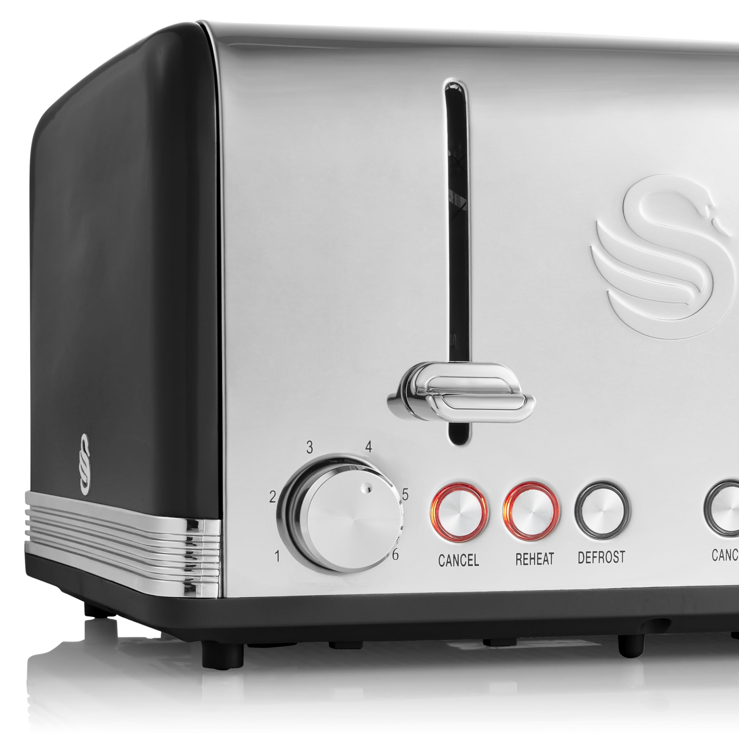 Swan Retro 4-Slice Toaster | 1600W with 6 Browning Levels – Black