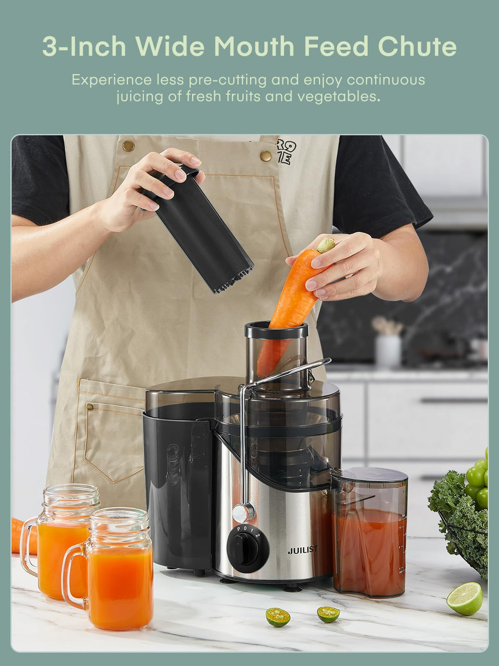Juilist Centrifugal Juicer | 3-Speed Fruit & Vegetable Extractor, 400W