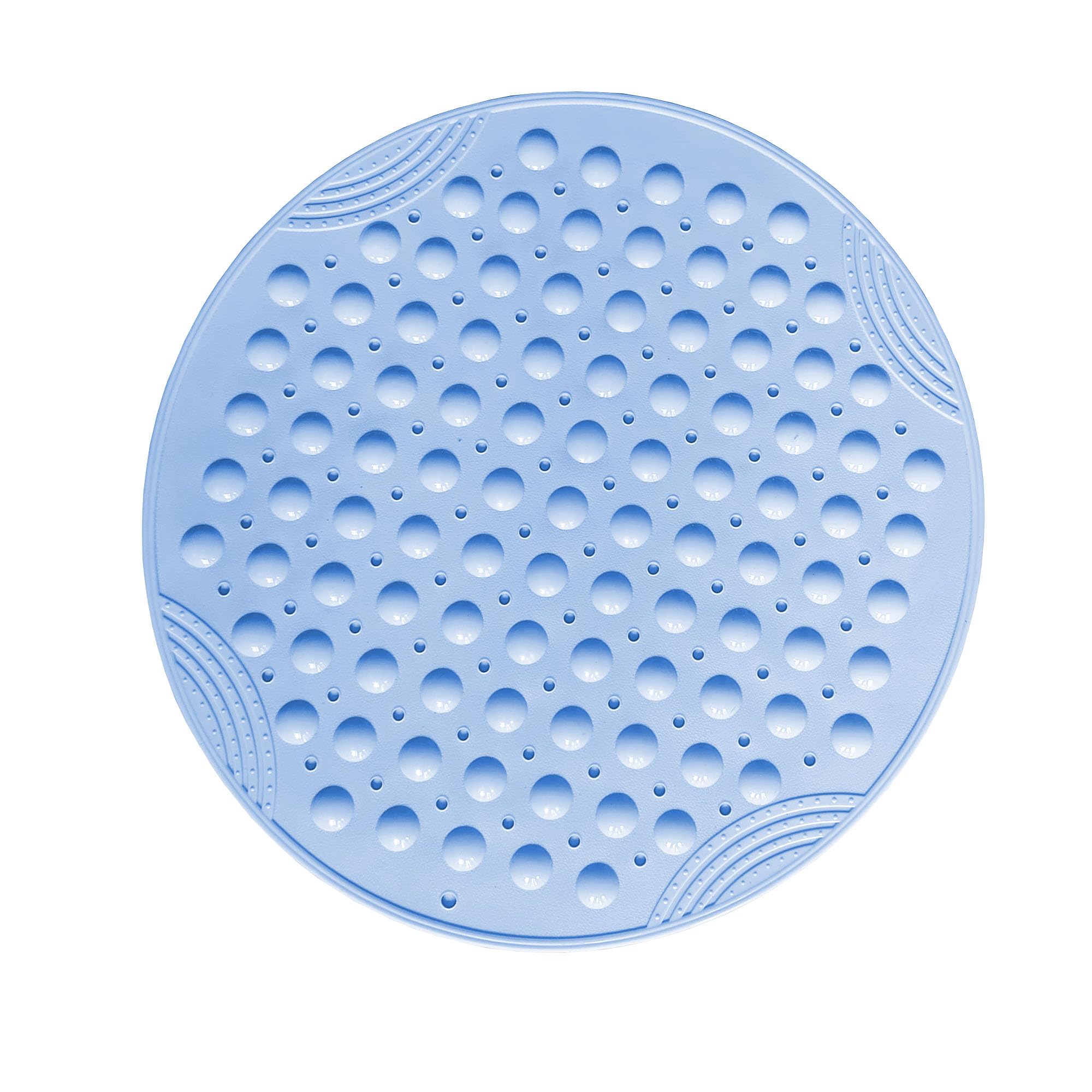 VSUSN Round Anti-Slip Shower Mat | 55cm Non-Slip Bathtub Mat with Suction, Blue