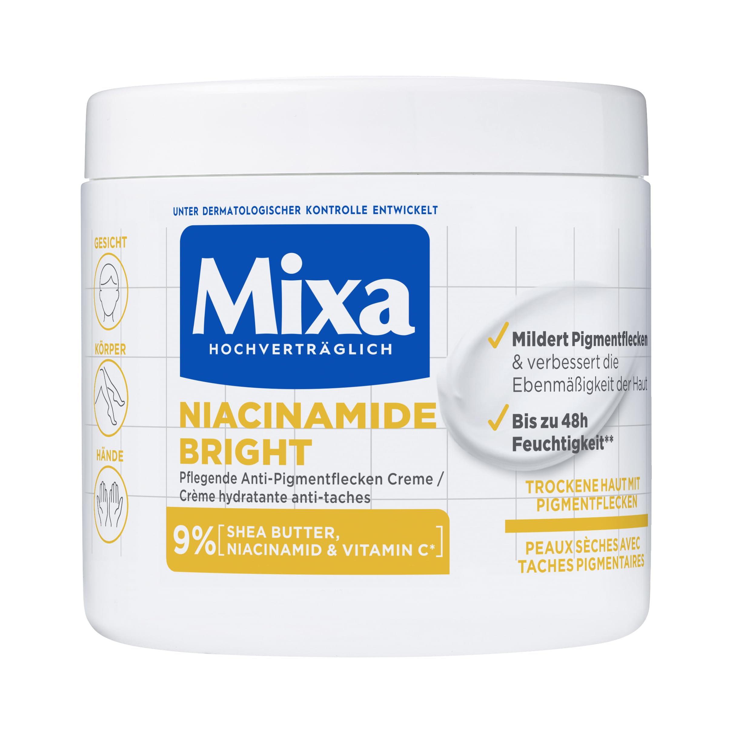 Mixa Niacinamide Bright Anti-Pigment Cream for Face & Body – 400ml
