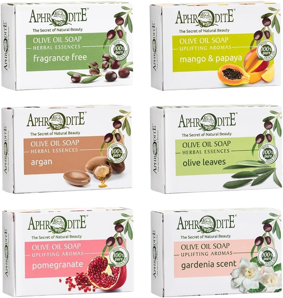 Aphrodite Greek Olive Oil Soap Set - 6-Pack Natural Hand & Body Bars