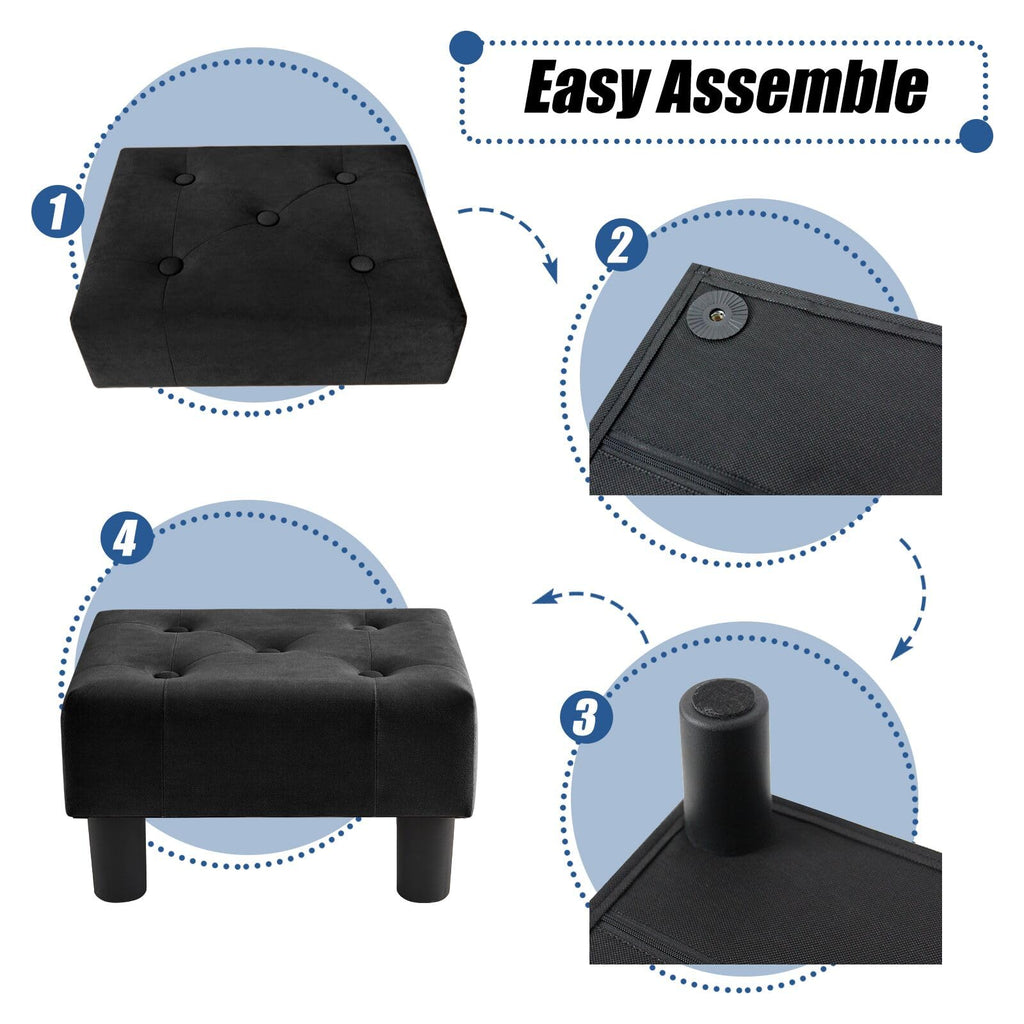 BRIAN & DANY Small Foot Stool, Velvet Footstool with Legs, Footstools for Living Room, Ottoman Footrest Extra Seating for Entryway, Black - image 4