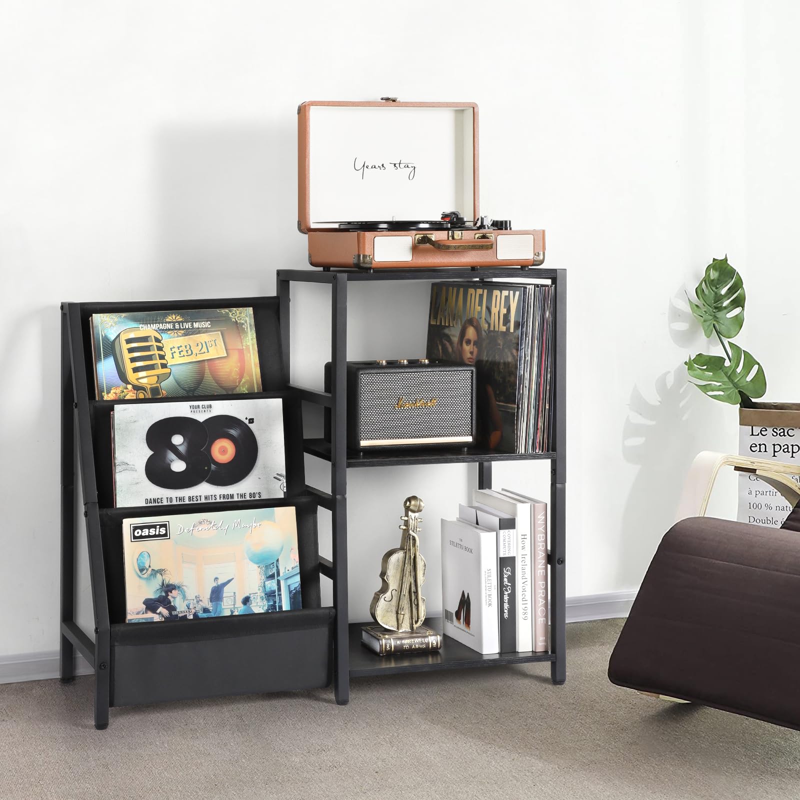 Bikoney 3-Tier Record Player Stand | Vinyl Storage Table for 200 Albums