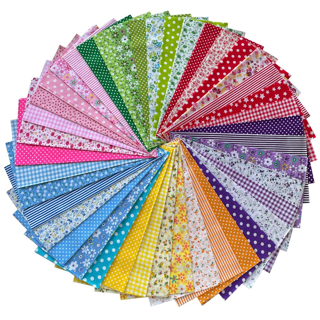 Jolof Store 42PCS Cotton Fabric Bundles | 25x25cm Floral Patchwork Squares