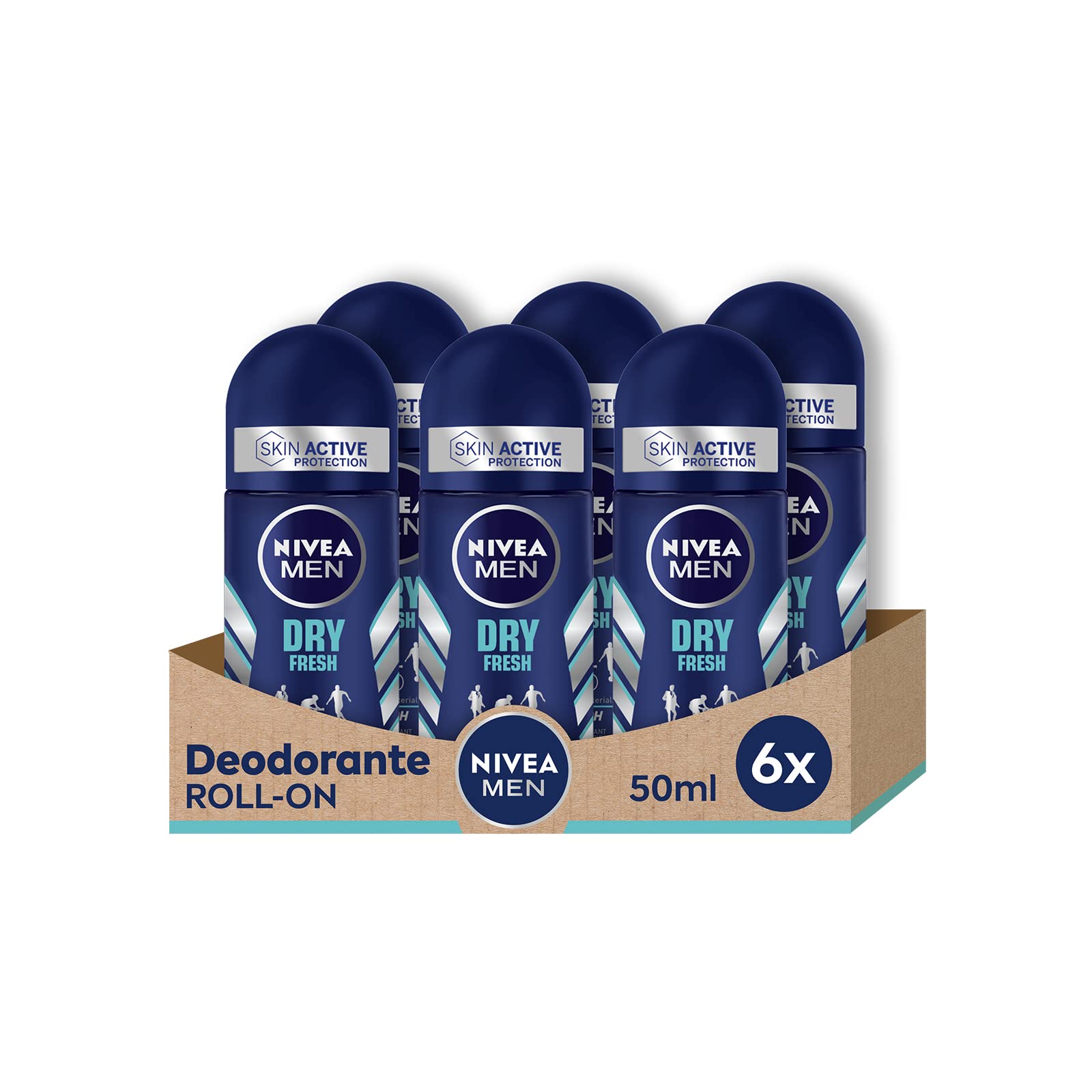 NIVEA MEN Dry Fresh Roll-On Deodorant – 72h Protection (6 x 50ml)