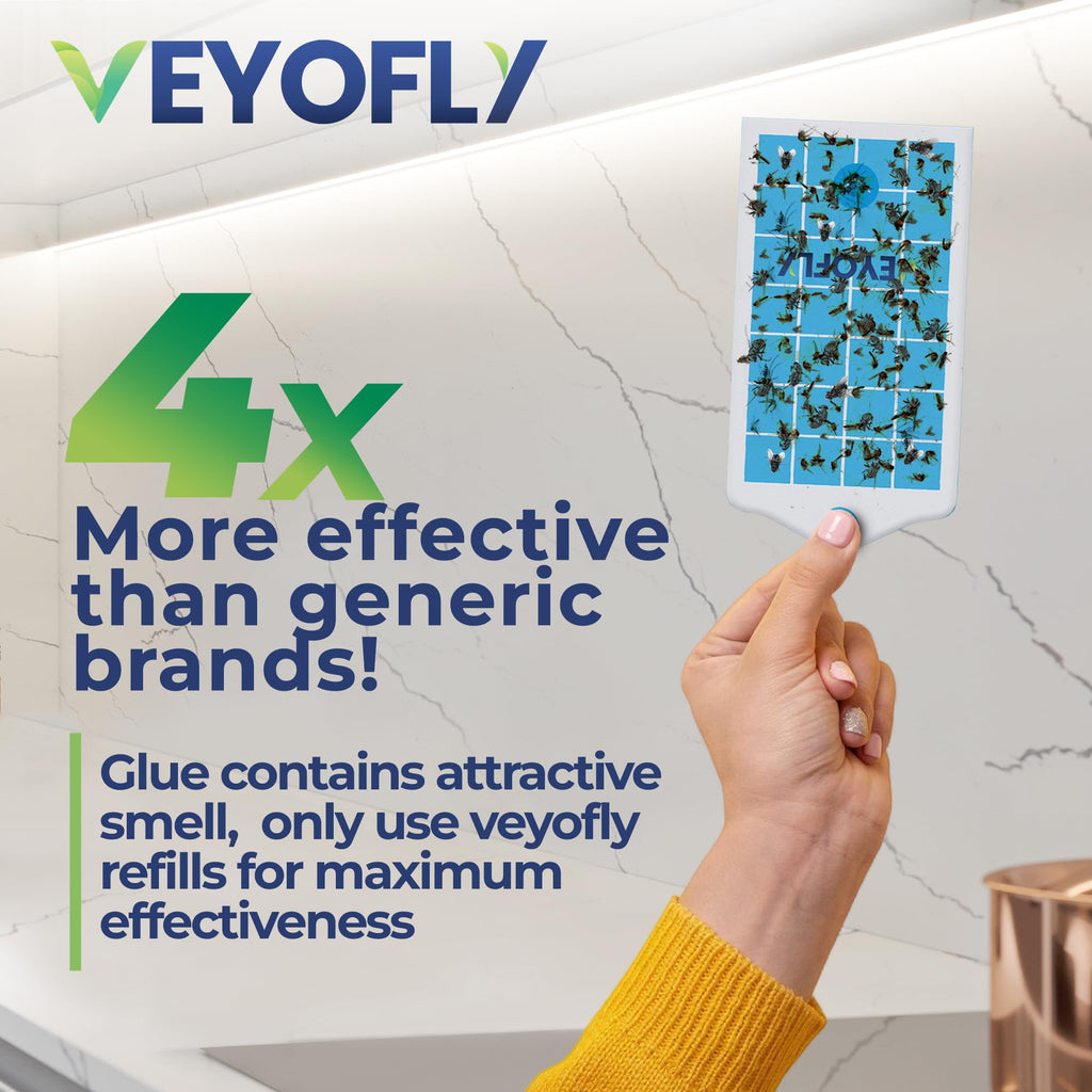 VEYOFLY Indoor Fruit Fly Trap | Plug-in Gnat Killer (2 Devices + 6 Refills)
