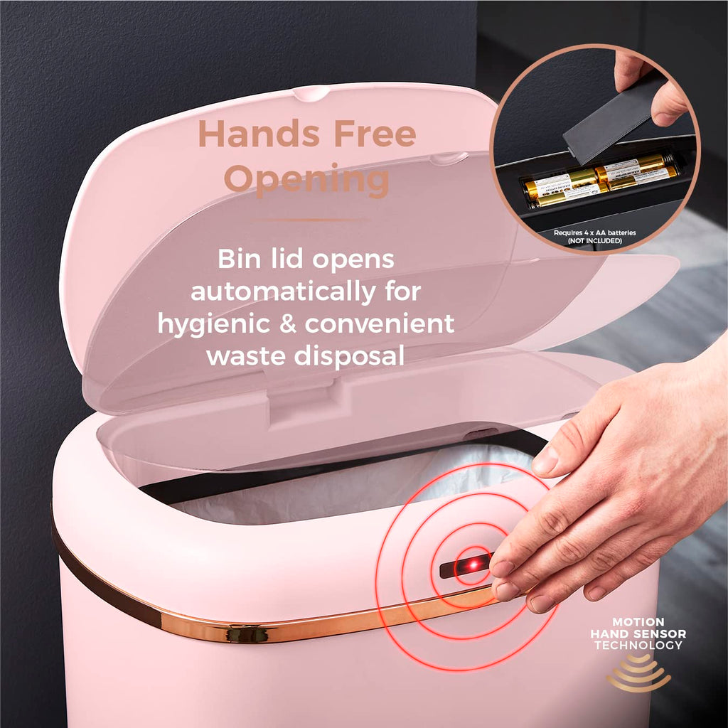 Tower Cavaletto Square Sensor Bin – 58L Large Kitchen Waste Bin, Pink