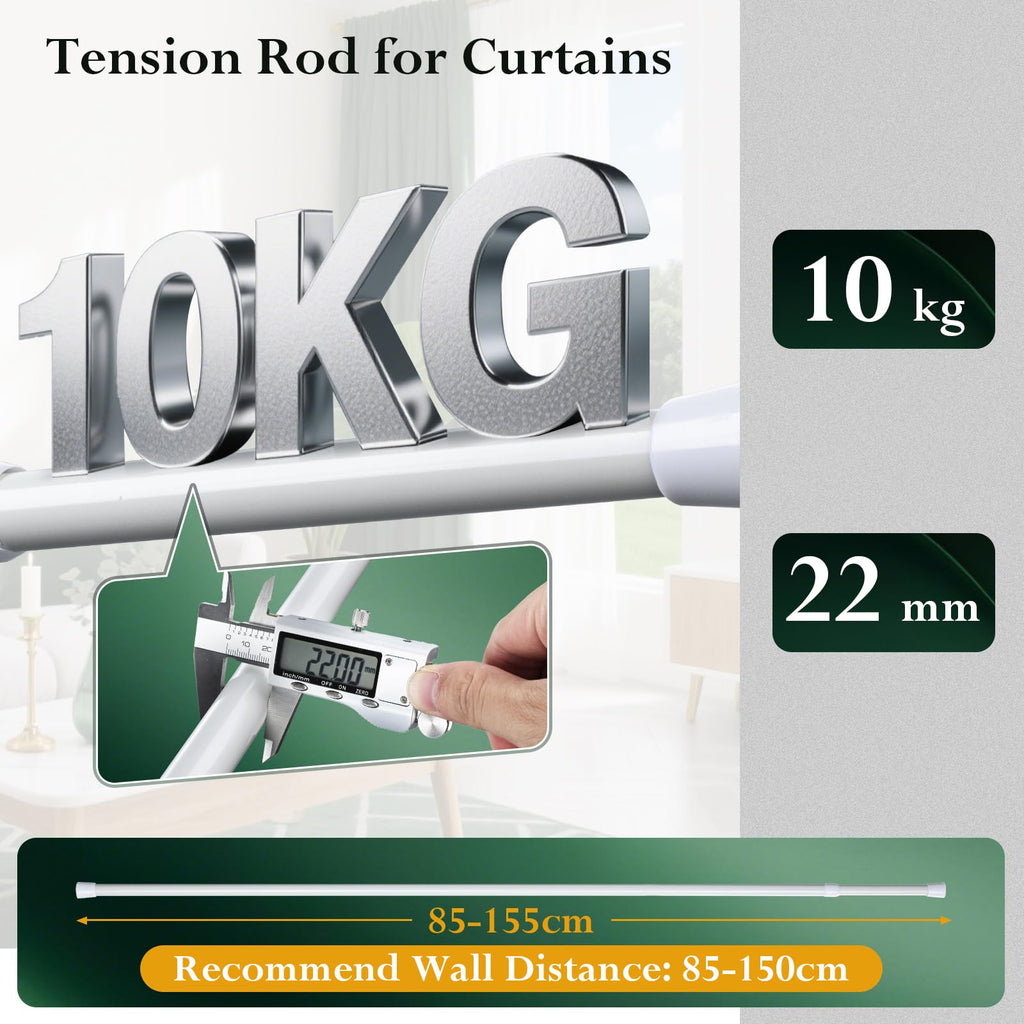 Extendable Curtain Pole Telescopic Curtain Rod Tension Pole,Length 85-150cm