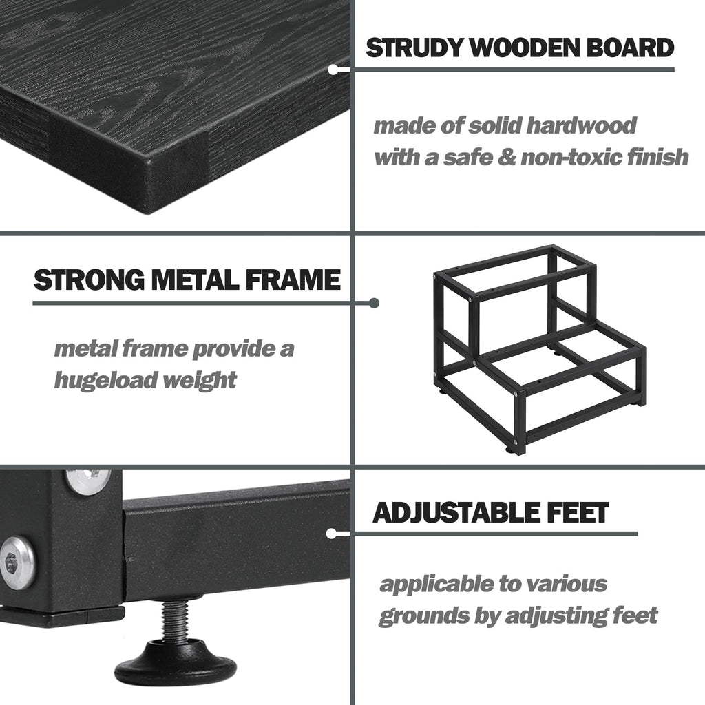 LIANTRAL 2-Step Stool for Adults | Heavy Duty Wood and Steel Foot Stool